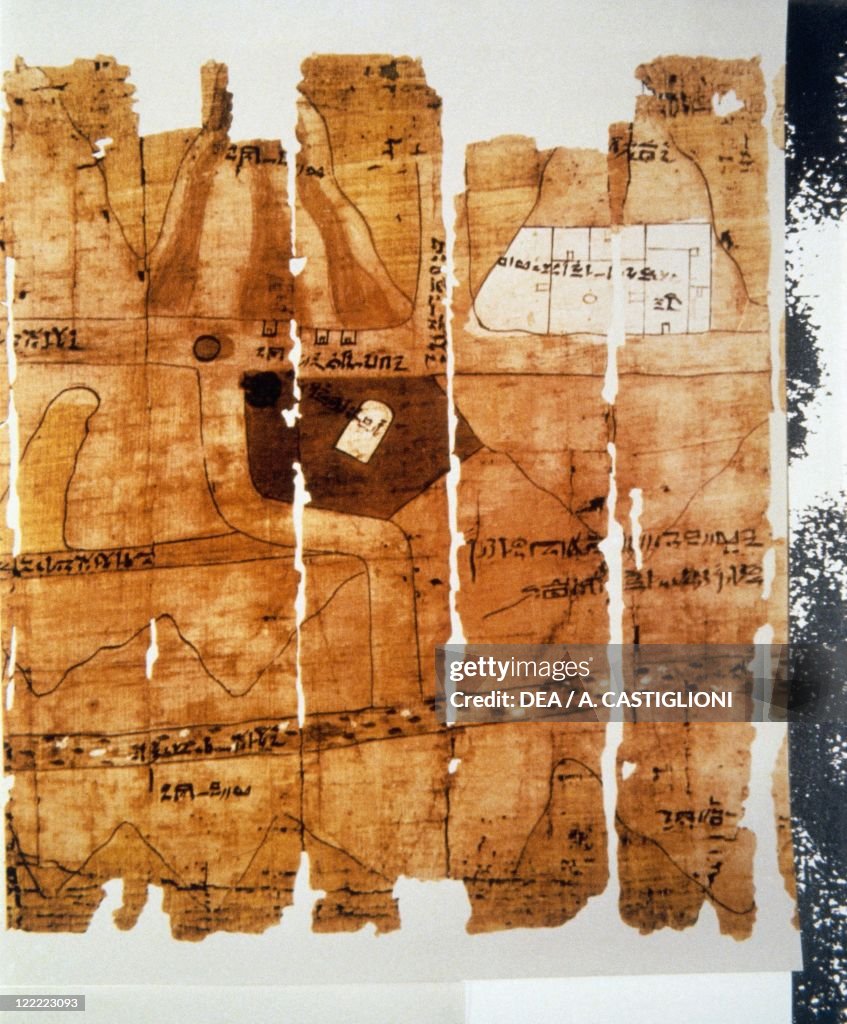 Turin Papyrus Map, depicting course of Wadi Hammamat between Nile Valley and Red Sea