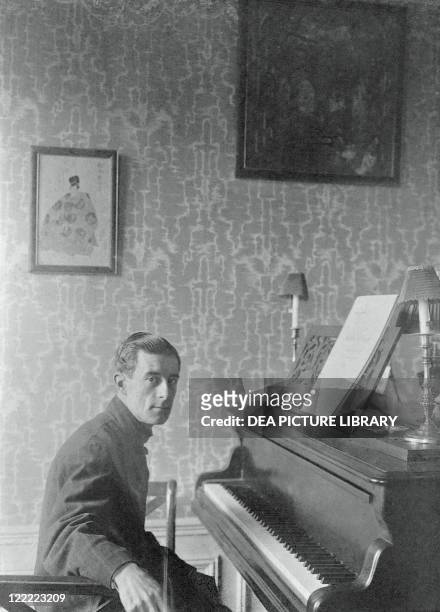 Joseph-Maurice Ravel , French composer and pianist, in his flat on Carnot avenue, Paris, March 1912.