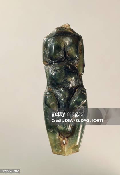 Prehistory, Italy, Liguria region, Upper Paleolithic. Bone figurine called the "hermaphrodite", one of the group known as Grimaldi Venus. From Balzi...