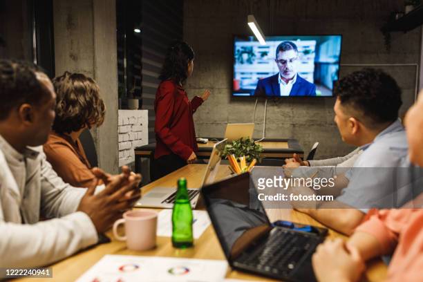 videoconferencing is a solution for remote teams - hub stock pictures, royalty-free photos & images