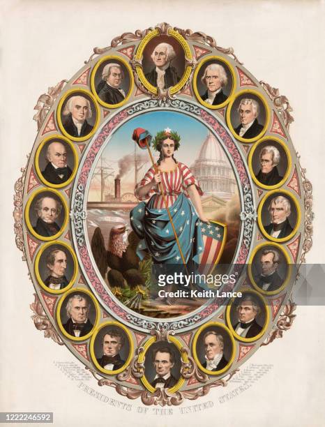 stockillustraties, clipart, cartoons en iconen met eerste 16 amerikaanse presidenten - thomas jefferson