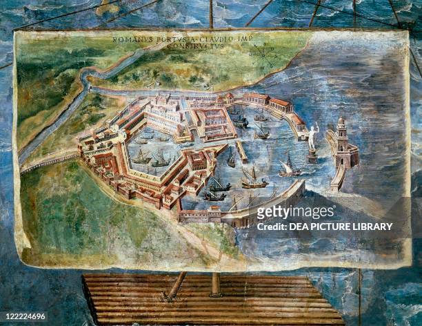 Vatican City State - Vatican Palace - Geographical Maps Gallery. Ignazio Danti , Ancient Port of Fiumicino, fresco.