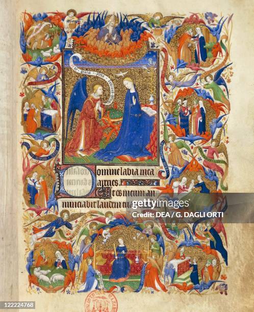 France, The annunciation, miniature from the manuscript Breviary 469 , 1410-15.