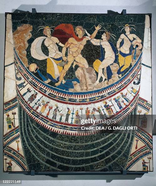 Sectile Roman civilization, 4th century A.D. Opus sectile panel with the rape ...