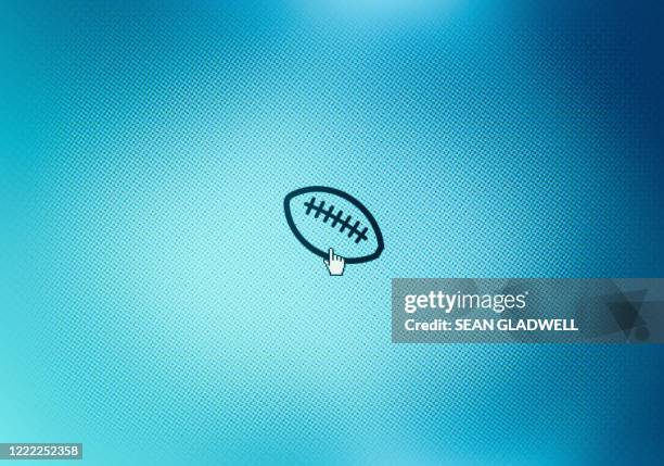 american football icon on screen - american football on screen stockfoto's en -beelden