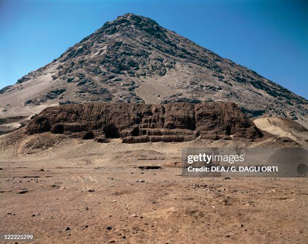 Peru - Around Trujillo - Moche, pre-Inca archaeological site. Pyramid of the Moon made up of six terraces, 3rd-9th century.