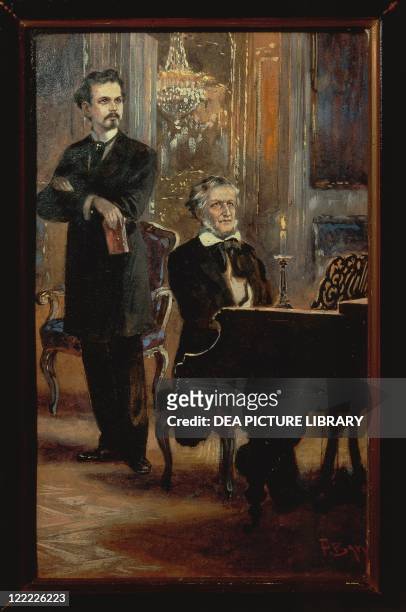 Germany - 19th century. Louis II of Bavaria and Richard Wagner in Hohenschwangau in a painting by Fritz Berger, 1857.