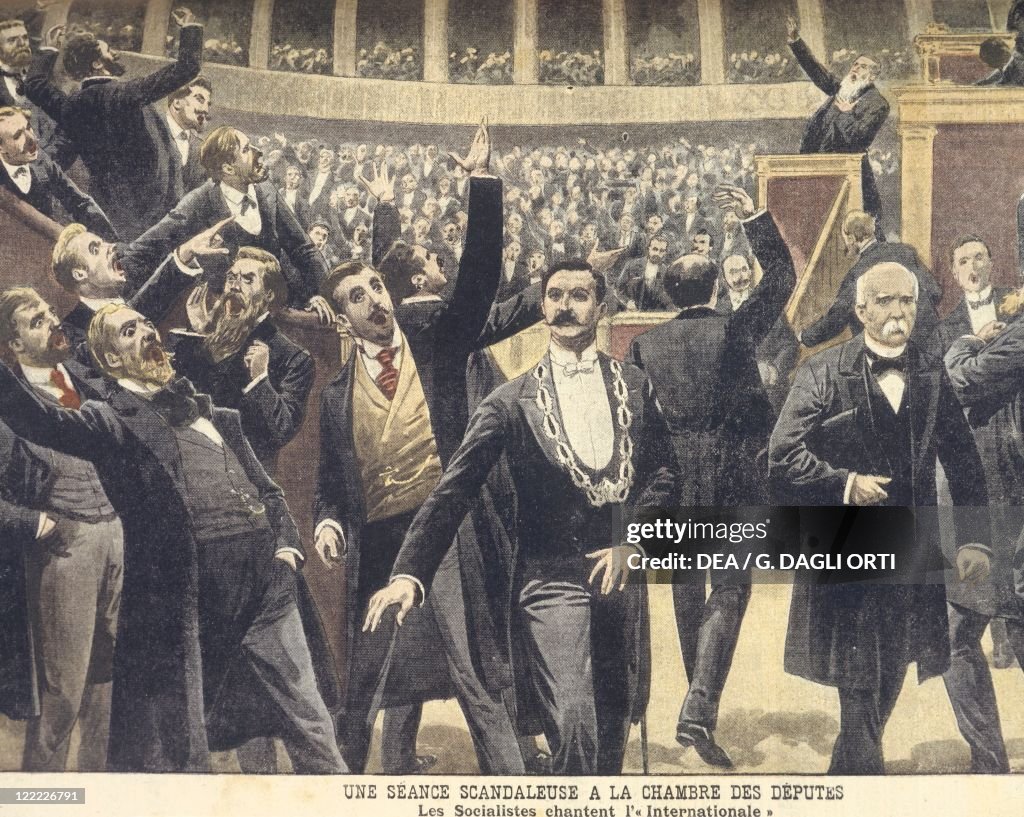 Socialists singing "The International" at Chamber of Deputies in France, May 1909, Illustration