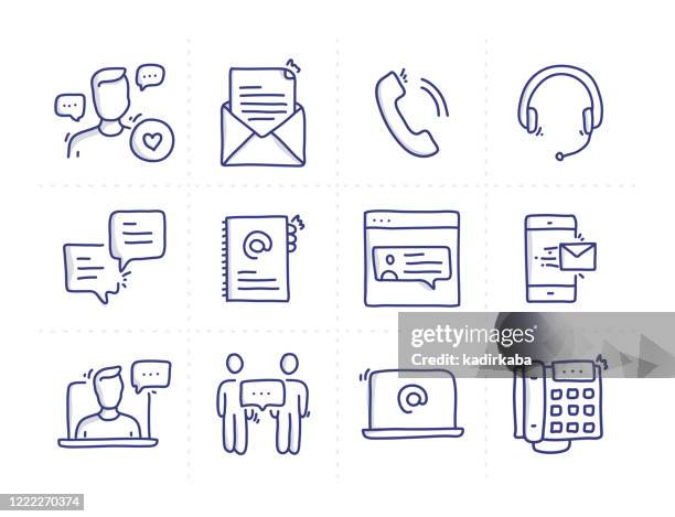 einfache satz von kommunikation verwandte doodle vector line icons - menschliches gewebe stock-grafiken, -clipart, -cartoons und -symbole