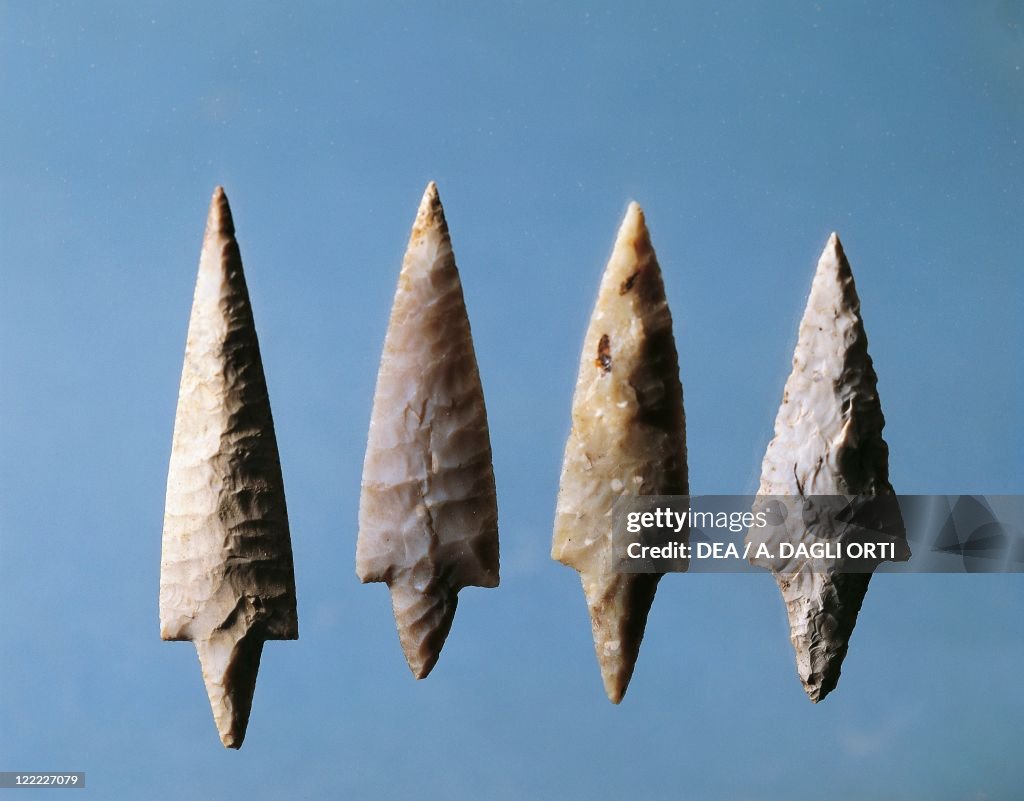 Polished flint arrow points, from Remedello, province of Brescia