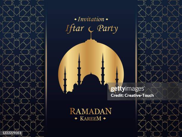 ilustraciones, imágenes clip art, dibujos animados e iconos de stock de invitación de iftar party - mezquita