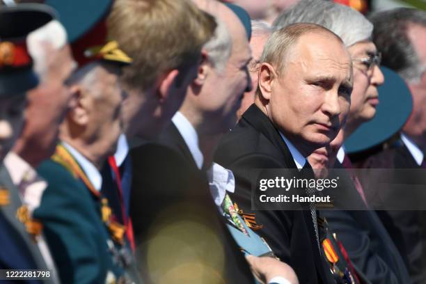 President of Russia Vladimir Putin looks on prior to the Victory Day military parade in Red Square marking the 75th anniversary of the victory in...