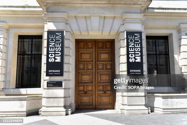 The entrance of the Science Museum seen on the day British Prime Minister Boris Johnson announced museums & galleries can reopen in England starting...