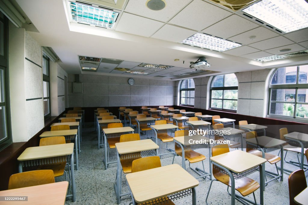 Empty classroom during lockdown