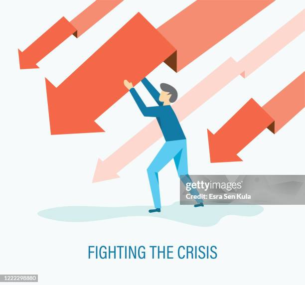 fighting the crisis - negative impact stock illustrations