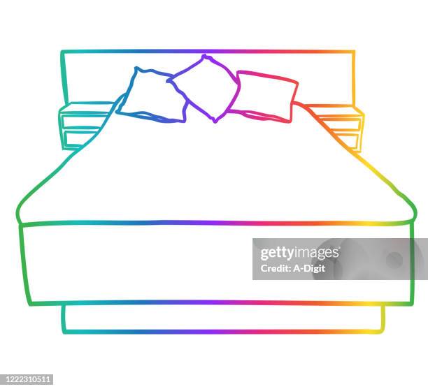 mid century modern bed rainbow - foam mattress stock illustrations