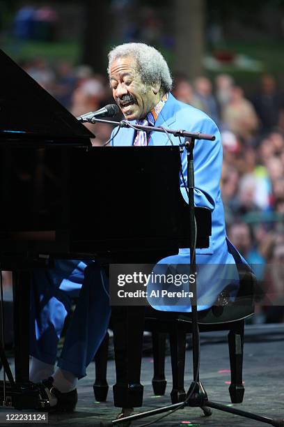 Composer/pianist Allen Toussaint performs during the 32nd Celebrate Brooklyn Summer Season at the Prospect Park Bandshell on June 12, 2010 in the...