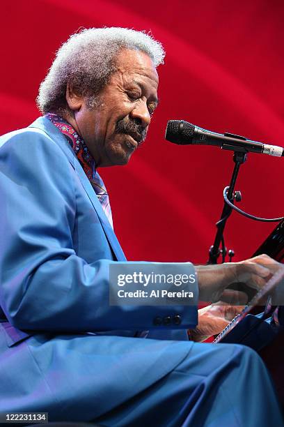 Composer/pianist Allen Toussaint performs during the 32nd Celebrate Brooklyn Summer Season at the Prospect Park Bandshell on June 12, 2010 in the...