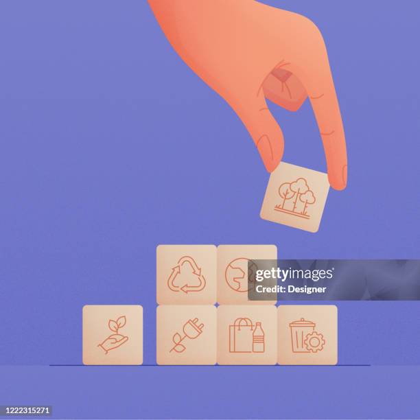 recycling and zero waste concept vector illustration. - reduce waste infographic stock illustrations