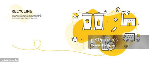 recycling and zero waste vector banner design concept. outline line icon vector illustration template for websites, presentation etc. - reduce waste infographic stock illustrations