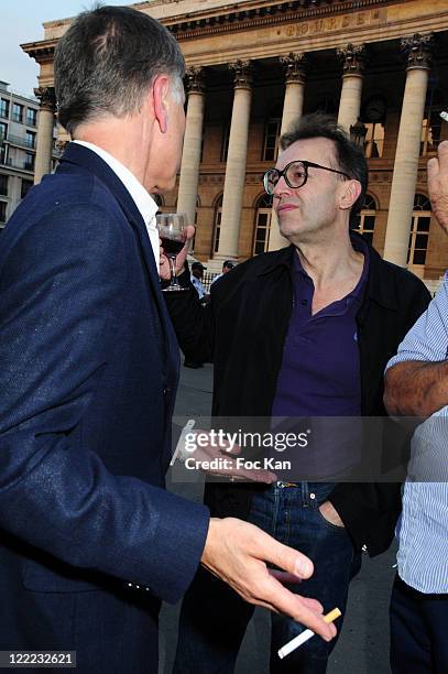 Writer/movies critic Bruno Bayon from "Liberaion" and Vaudeville jury president writer/director Francois Armanet attend the Vaudeville 2010 Literary...