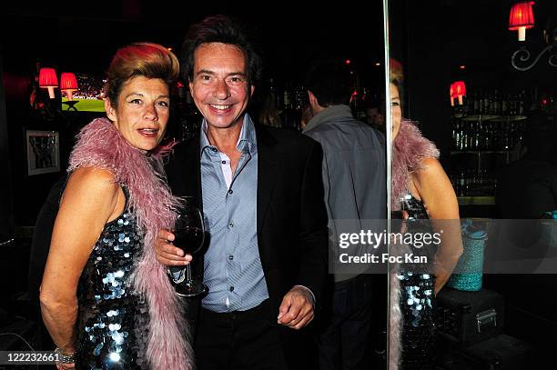 Personalities Frigide Barjot and her husband journalist Basile de Koch from "Voici" attend the Piettro Murania Birthday Dinner Organized by Massimo...