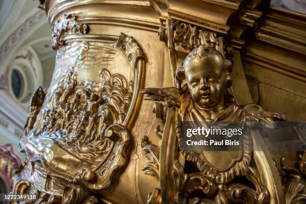 st veit church wood details ,  in krems an der donau, austria - krems austria stock pictures, royalty-free photos & images