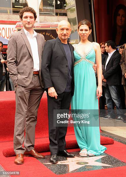 Sir Ben Kingsley and his wife Daniela Lavender and one of his sons attend the ceremony honoringhim with star on the Hollywood Walk of Fame on May 27,...