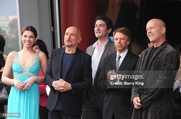 Sir Ben Kingsley and his wife Daniela Lavender, his son, producer Jerry Bruckheimer and actor Bruce Willis attend the ceremony honoringhim with star...