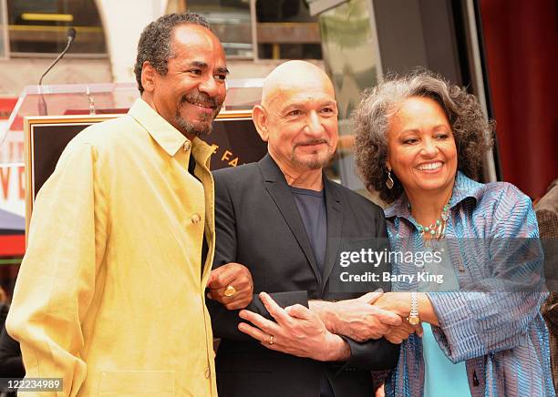 Actor Tim Reid, actor Sir Ben Kingsley and actress Daphne Reid attend ceremony honoring him with star on the Hollywood Walk of Fame on May 27, 2010...