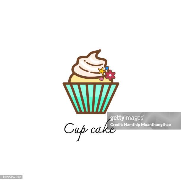 cup cake symbol illustration on the white background shows the simple of line and shape. - restaurant logo stock pictures, royalty-free photos & images