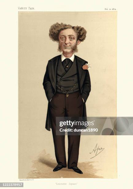 albert grant, vanity fair caricature, british company promoter and politician - caricature stock illustrations