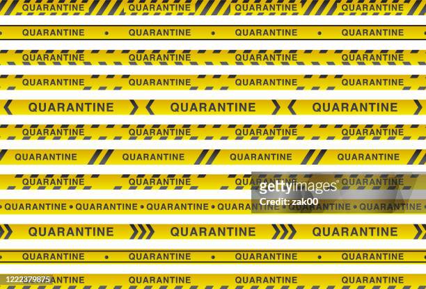 caution quarantine and warning tape - red rope stock illustrations