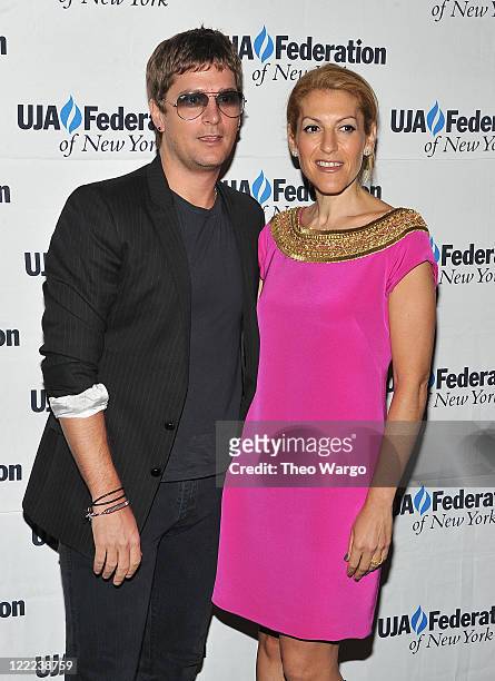 Rob Thomas and Julie Greenwald attend the UJA-Federation's 2010 Music Visionary of the Year award luncheon at The Pierre Ballroom on June 16, 2010 in...