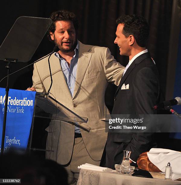 Jeffrey Ross and Craig Kallamn attend the UJA-Federation's 2010 Music Visionary of the Year award luncheon at The Pierre Ballroom on June 16, 2010 in...