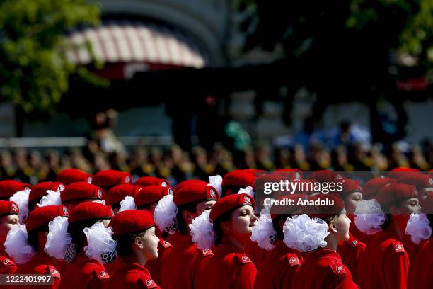 Members of Young Army Cadets National Movement parade during Victory Day in Red Square in Moscow, Russia on June 24, 2020. Victory Day parades,...