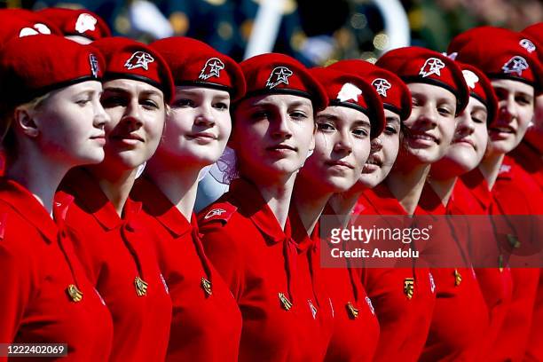Members of Young Army Cadets National Movement parade during Victory Day in Red Square in Moscow, Russia on June 24, 2020. Victory Day parades,...