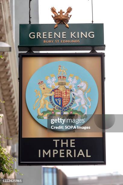 The Imperial, Greene King pub sign seen in London.