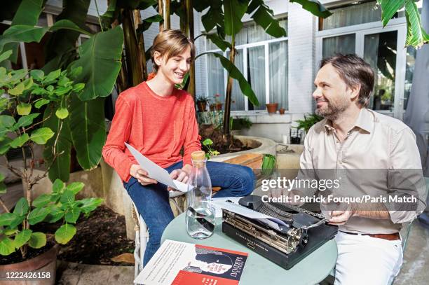 Writer Romain Sardou with his son Gabriel is photographed for Paris Match on May 20, 2020 in Paris, France.