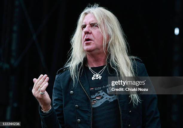 Biff Byford of Saxon performs at day 3 of the Download Festival at Donington Park on June 13, 2010 in Castle Donington, England.