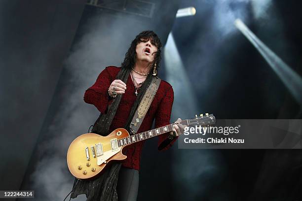 Tom Keifer of Cinderella performs at day 3 of the Download Festival at Donington Park on June 13, 2010 in Castle Donington, England.