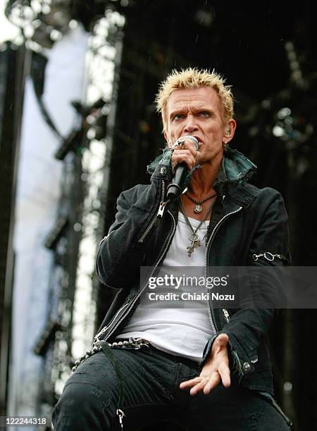 Billy Idol performs at day 3 of the Download Festival at Donington Park on June 13, 2010 in Castle Donington, England.
