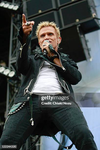 Billy Idol performs at day 3 of the Download Festival at Donington Park on June 13, 2010 in Castle Donington, England.