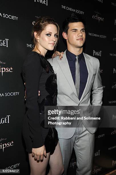 Kristen Stewart and Taylor Lautner attend a screening of "The Twilight Saga: Eclipse" hosted by The Cinema Society and Piaget at the Crosby Street...