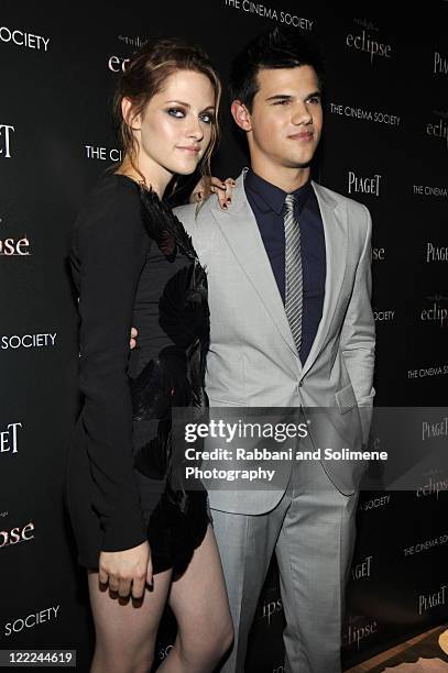 Kristen Stewart and Taylor Lautner attend a screening of "The Twilight Saga: Eclipse" hosted by The Cinema Society and Piaget at the Crosby Street...