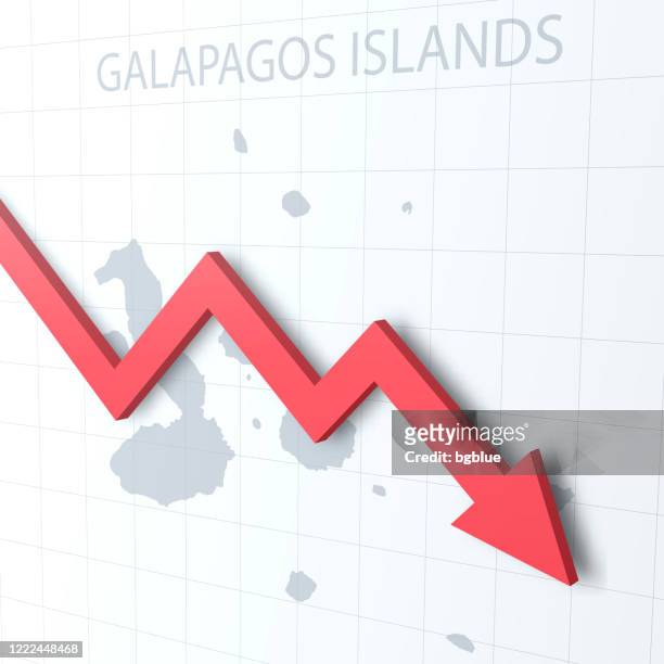 ilustrações de stock, clip art, desenhos animados e ícones de falling red arrow with the galapagos islands map on the background - galapagos islands
