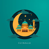 happy eid mubarak with mosque