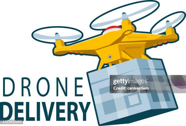 drone delivery - drone package stock illustrations
