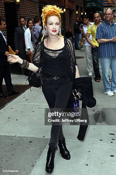 Singer Cyndi Lauper visits "Late Show With David Letterman" at the Ed Sullivan Theater on June 14, 2010 in New York City.