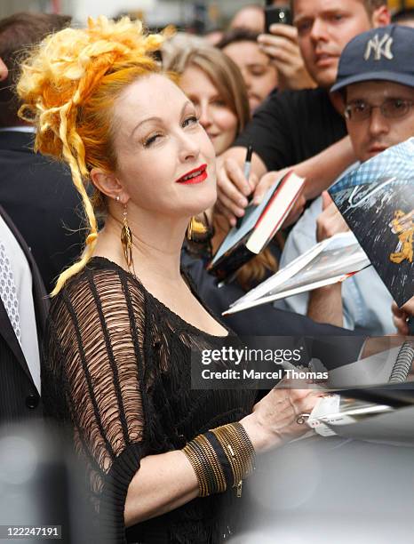 Musician Cyndi Lauper visits "Late Show With David Letterman" at the Ed Sullivan Theater on June 14, 2010 in New York City.